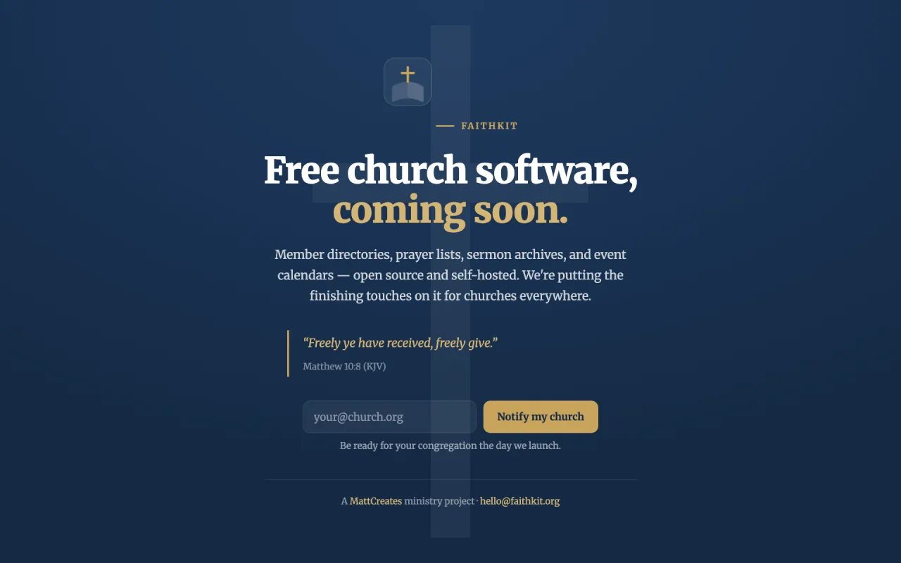 FaithKit. free, open-source, self-hosted church software