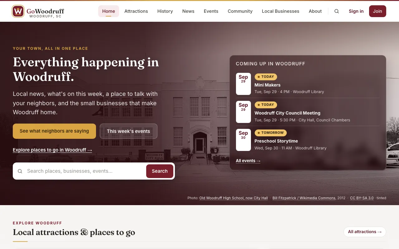 GoWoodruff. local news, events, businesses and history for Woodruff, SC